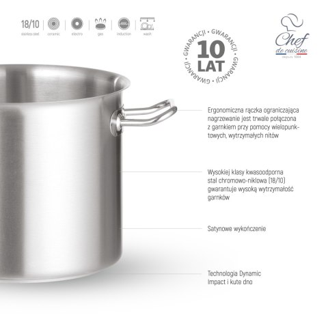 Garnek ze stali nierdzewnej wysoki 44l śr. 450x(H)280 mm Chef de Cuisine