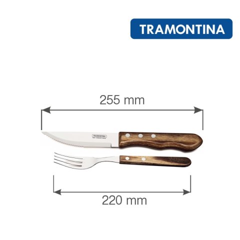 Zestaw sztućców do steków "JUMBO", 4szt., linia Churrasco, ciemny brąz Tramontina