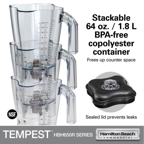 Blender barmański HBH650R-CE Tempest® 1.8l 1200W, Hamilton Beach Commercial Hamilton Beach Commercial