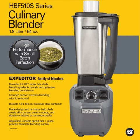 Blender kuchenny HBF510S-CE Expeditor™ z dzbankiem ze stali nierdzewnej 1.8l, Hamilton Beach Commercial